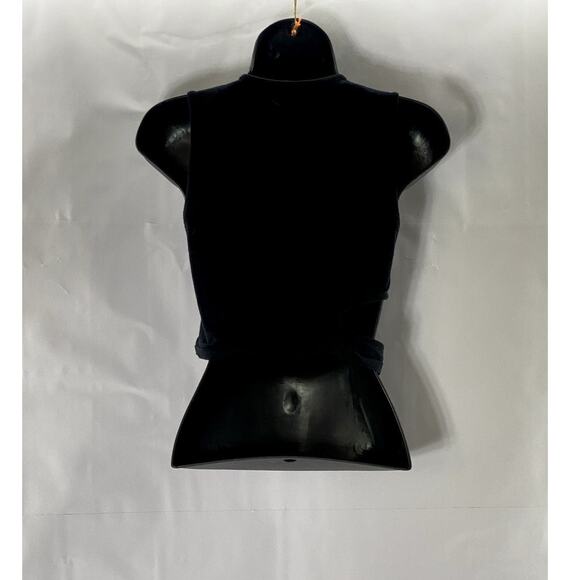 MOTEL Women's Black/Green Flower Crewneck Cutout Sleeveless Crop Top SZ S - Picture 2 of 5